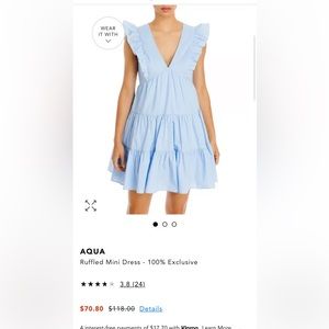 Aqua Blue ruffled mini dress size S